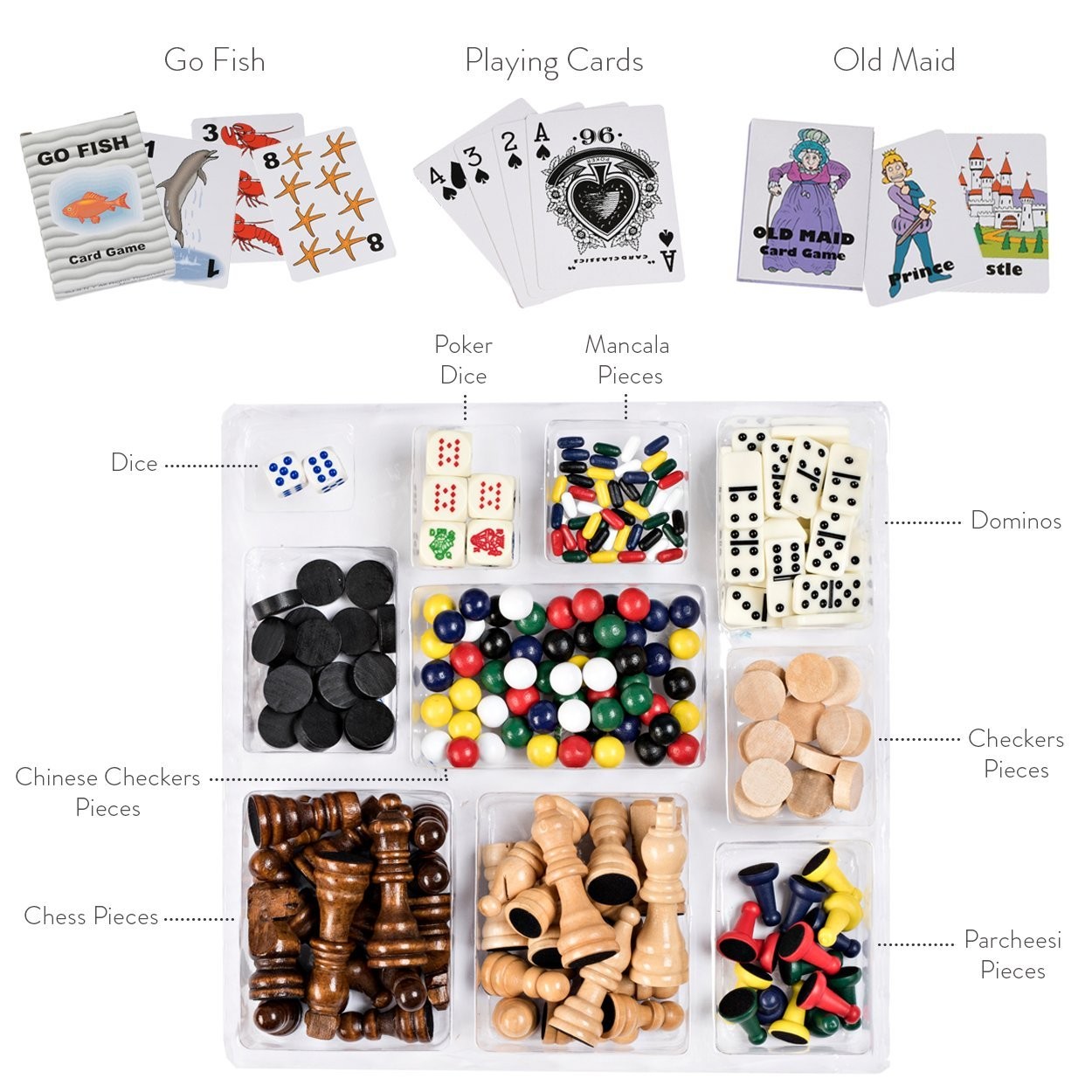 Board Game Set – Deluxe 15 in 1 13.5 inches x 13 x 6.5 inches, Black