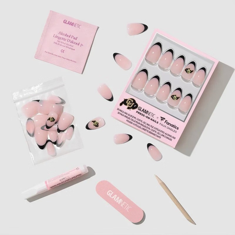 Colorado Buffaloes Press-On Nails: Almond Shape, Gloss Finish, 30 Pieces