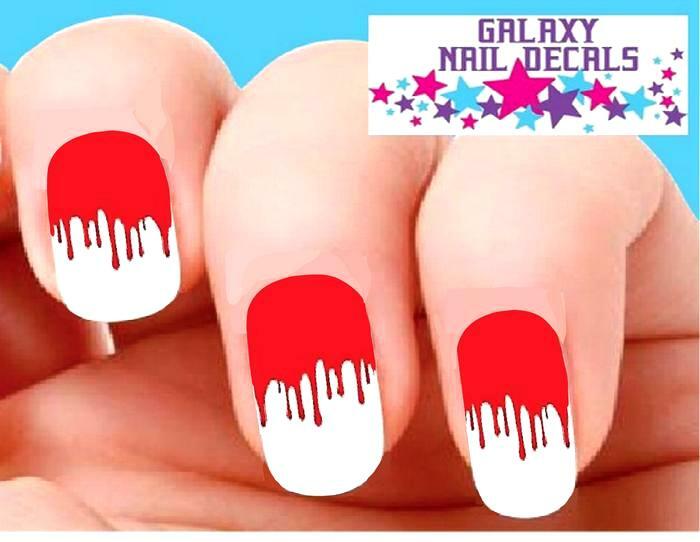 Waterslide Nail Decals Tips – Set of 10 Halloween Red Blood Drippping Drip