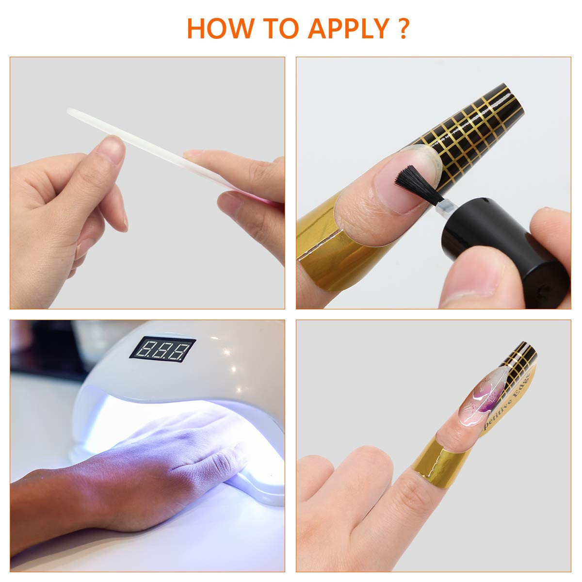 200 PCS Nail Forms for Builder Gel, Self-Adhesive Nail Extension Forms