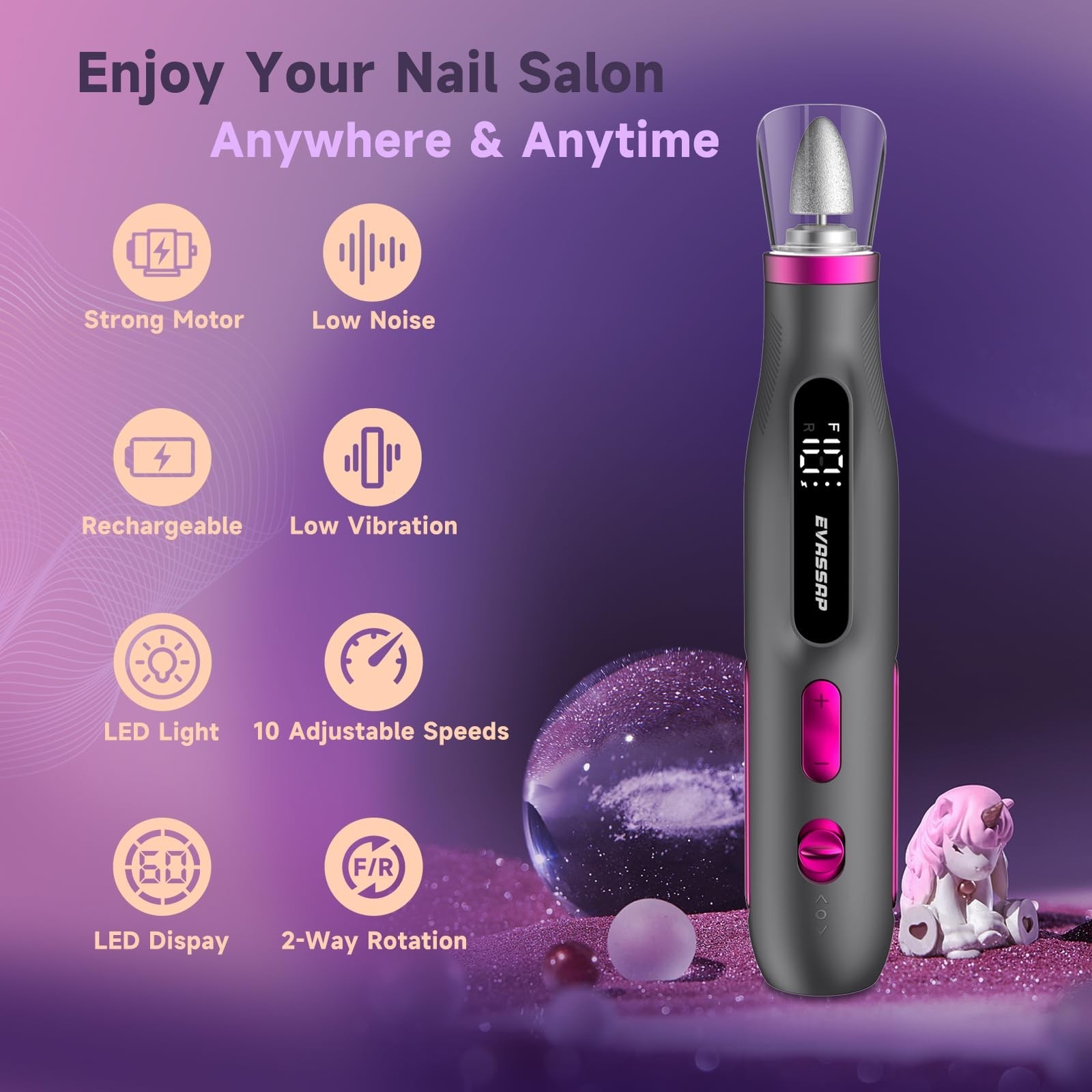 Professional Nail Drill,Electric Nail File kit for Acrylic Gel Nails,Electric…