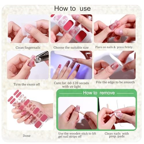 2 Sheets Brown & Nude Marble Semi Cured Gel Nail KIT4-2*Brown & Nude Marble