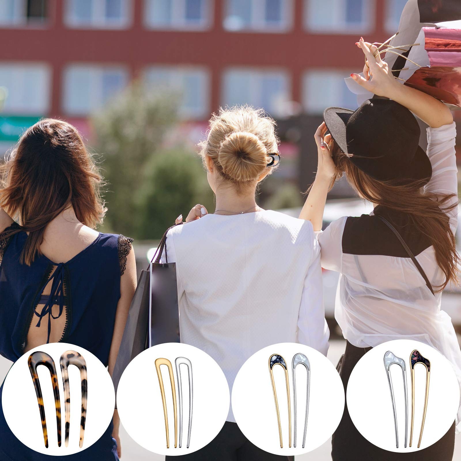 8 Pieces U Shaped Hair Pins French 1 Count (Pack of 1), Tortoise Shell