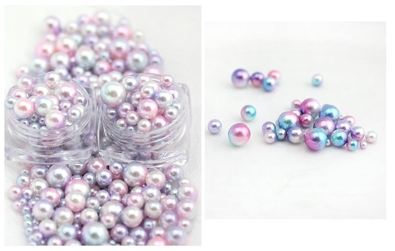 50pcs New 3D 2.5/3/4mm Gradient Colorful Mermaid Pearl Bead Ball Nail Art Decor