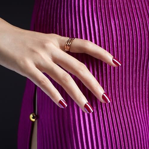 KISS No Glue Mani Press On Nails, Color FX, ”, Dark Red, Short This City