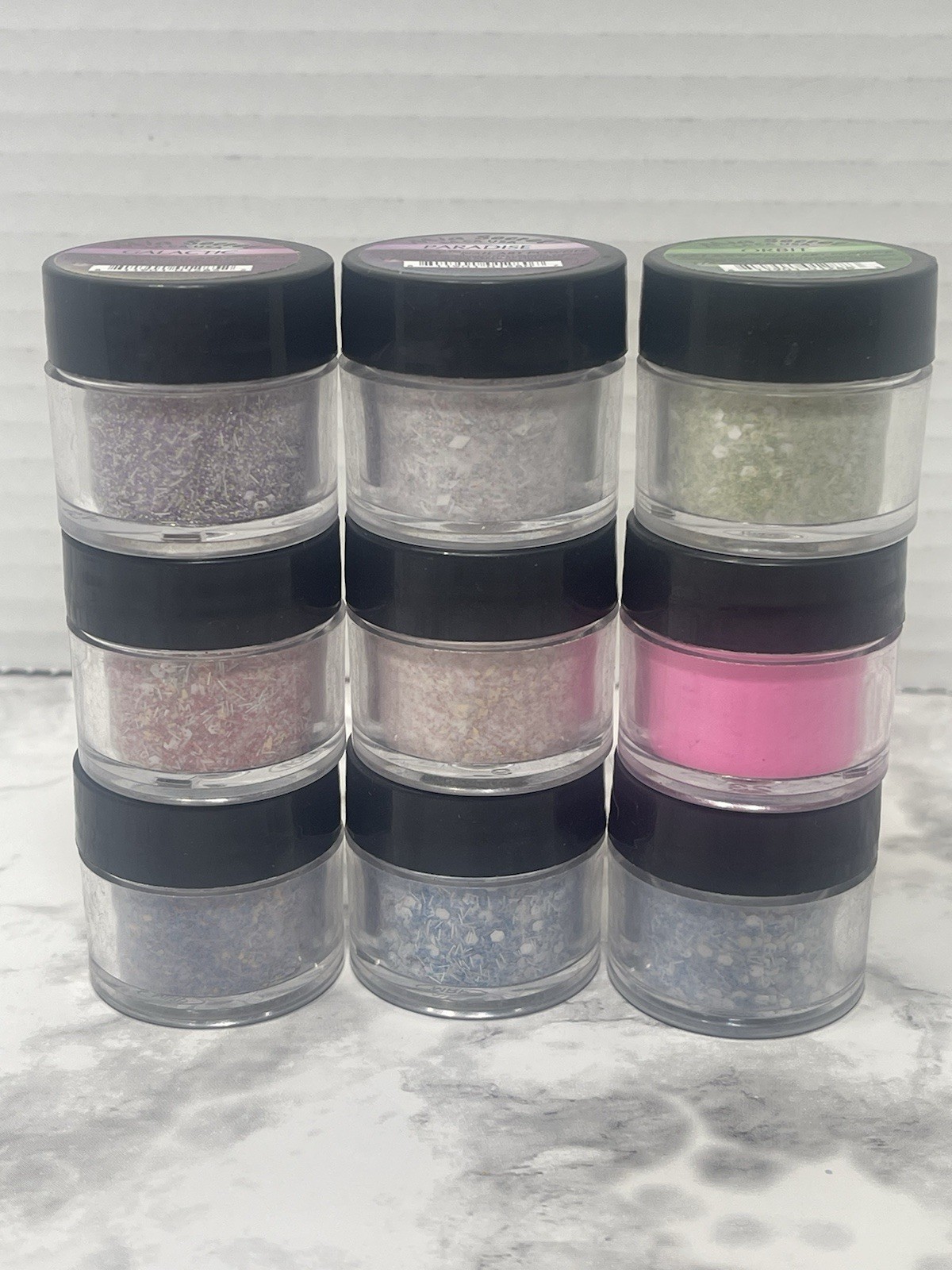 Mia Secret Nail Art Acrylic Professional Powder Galaxy Glitter Set Lot of 9