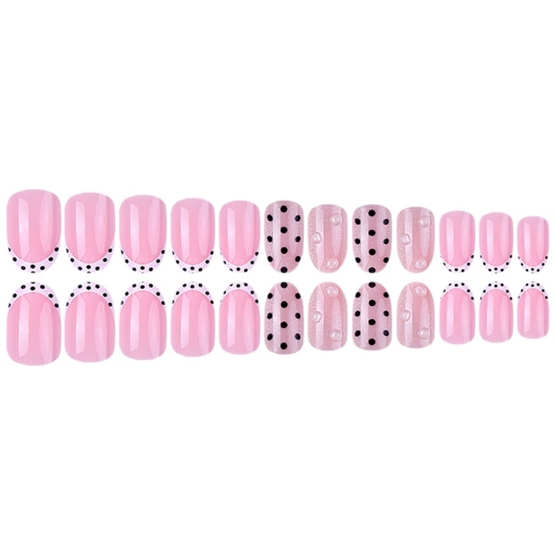 Fashionable Cats Eye Dot Press On Nail Set Of 24 Long Lasting Shine For Parties