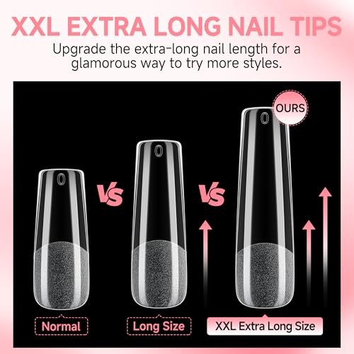 Nail Tips Square XXL Long: Full Cover Pre-file Square A0-Full XXL Square