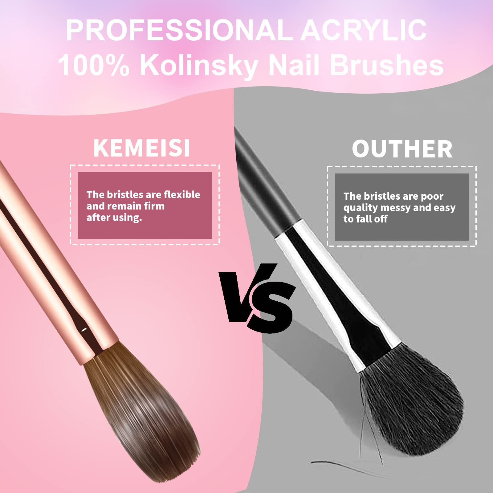 Acrylic Nail Brush Size 8 – Pure Kolinsky Oval Brush for Professional Manicure