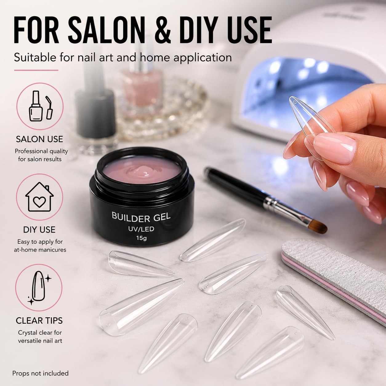 Long Stiletto Nail Tips, 240 Pcs Full Cover Clear Soft Tips