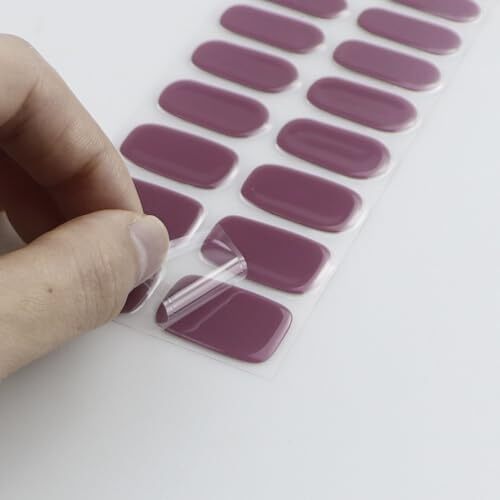 Gel Nail Stickers Purple Cream Semi Cured Gel Nail Strips Wraps UV/LED Nail