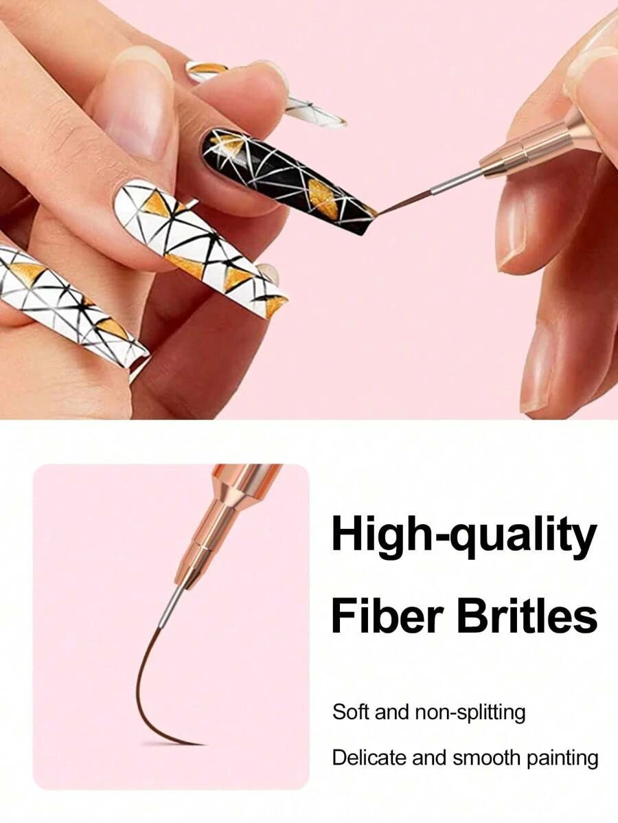 5pcs Nail Art Liner Brush Set UV Gel Painting Fine Line Design Tools