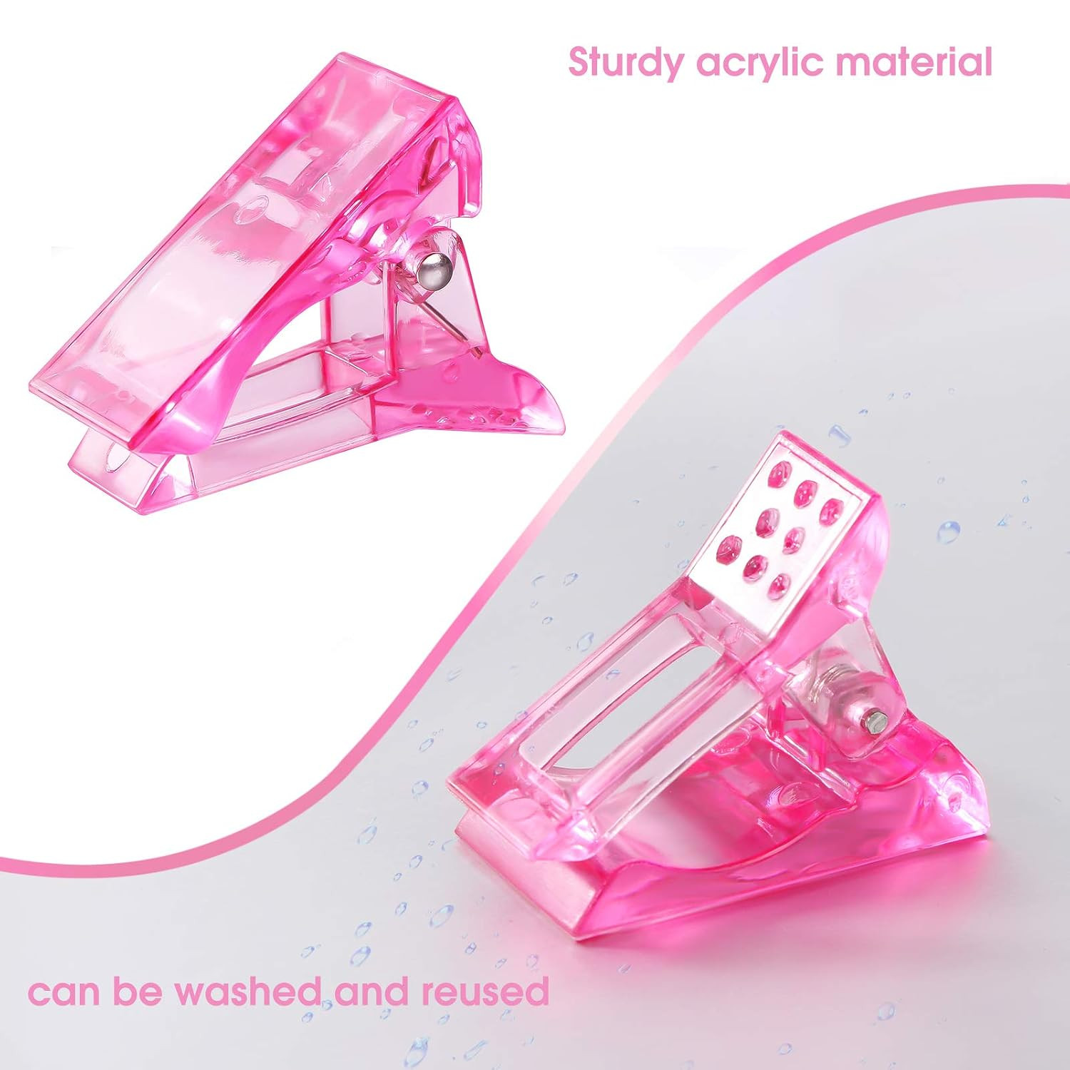 6 Pcs Poly Gel Quick Building Nail Tips Clip Pink Transparent Finger Extension U