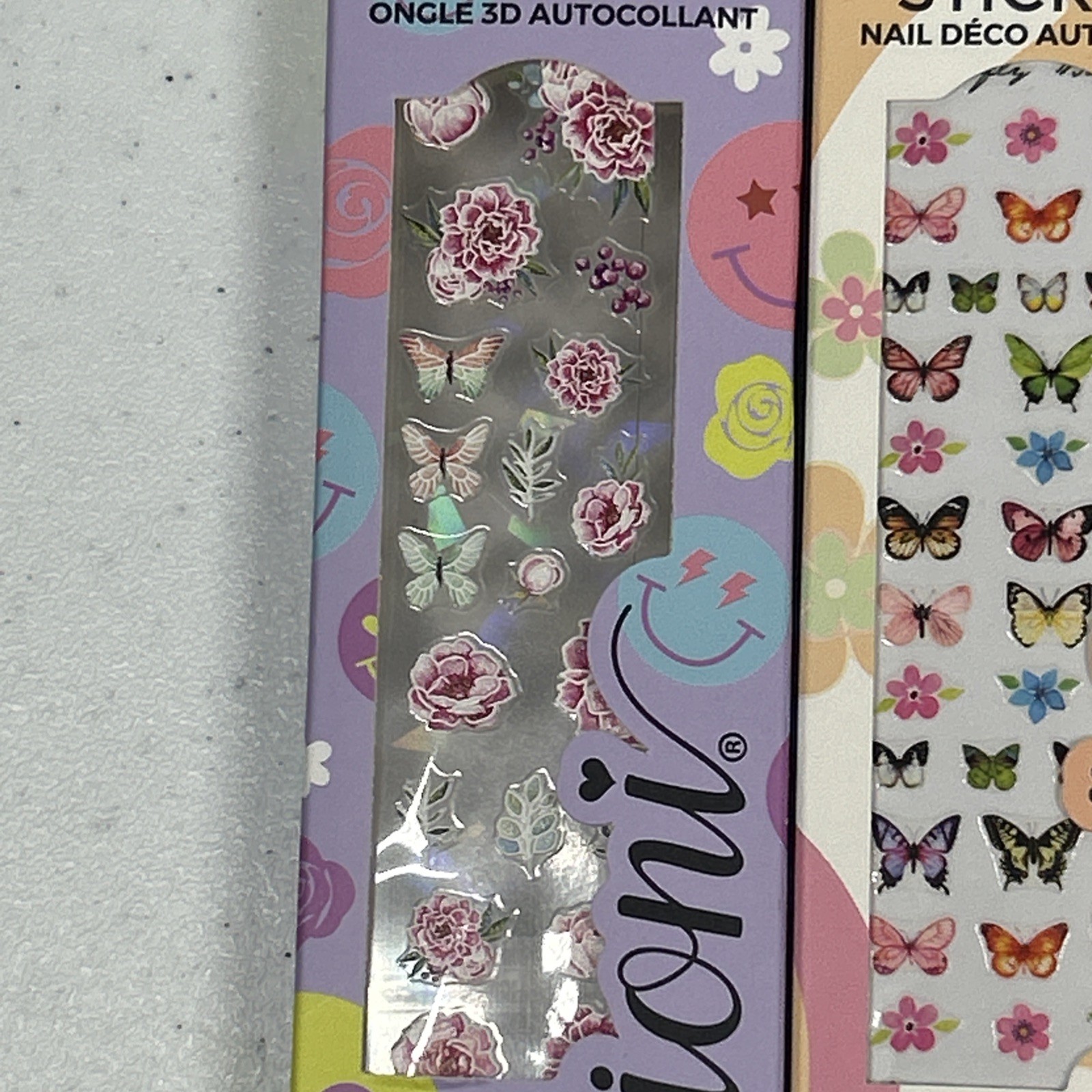 Ioni Press Nail Art Stickers Sequins Rhinestones Lot Of 5 Packs NIB Variety Pack