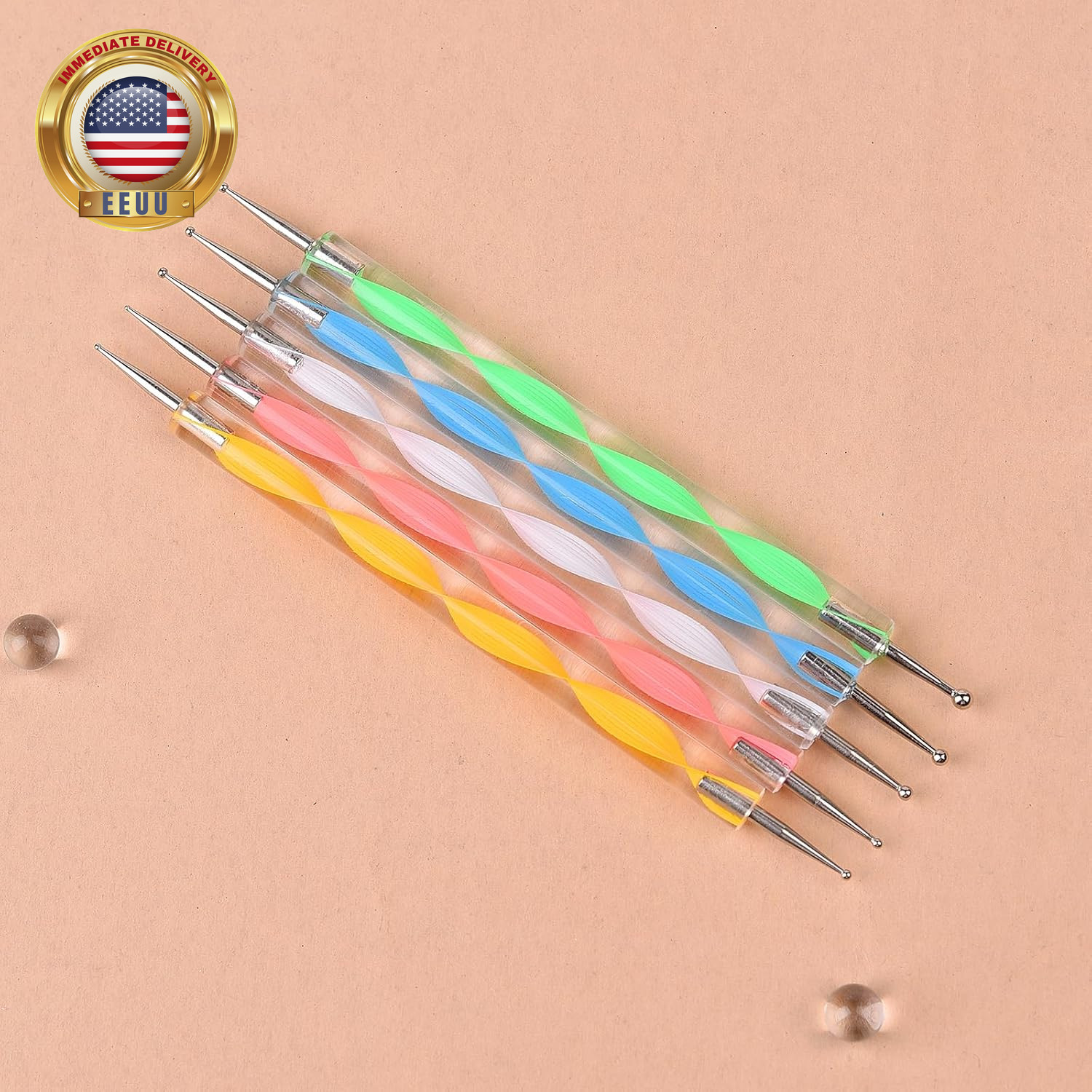10Pcs Nail Art Brush Kit Double-End Dotting Pens Nail Fine Liner Brushes for UV