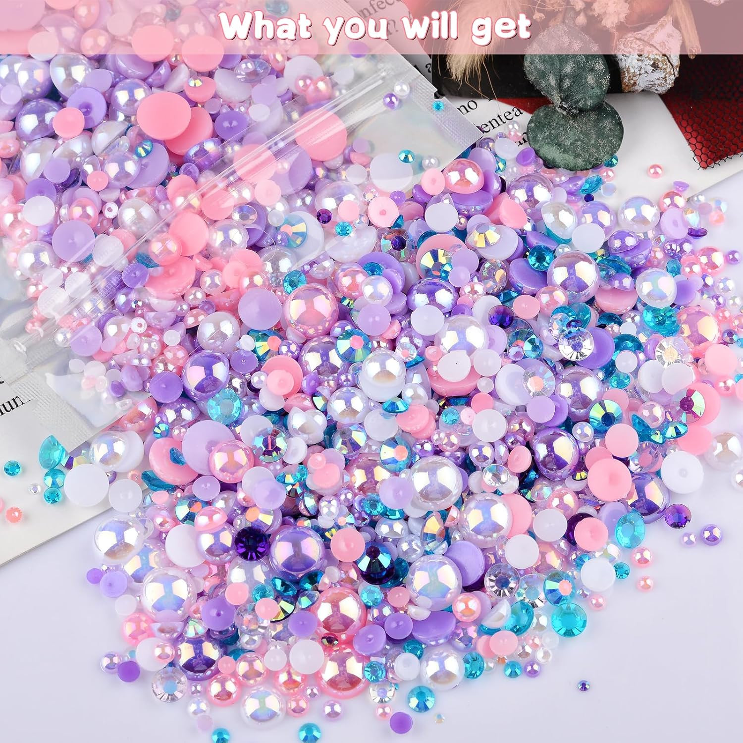 3900+ Pcs Rhinestones and Pearls Kit, 2-10Mm Flatback Gems for Nail Art, Tumbler