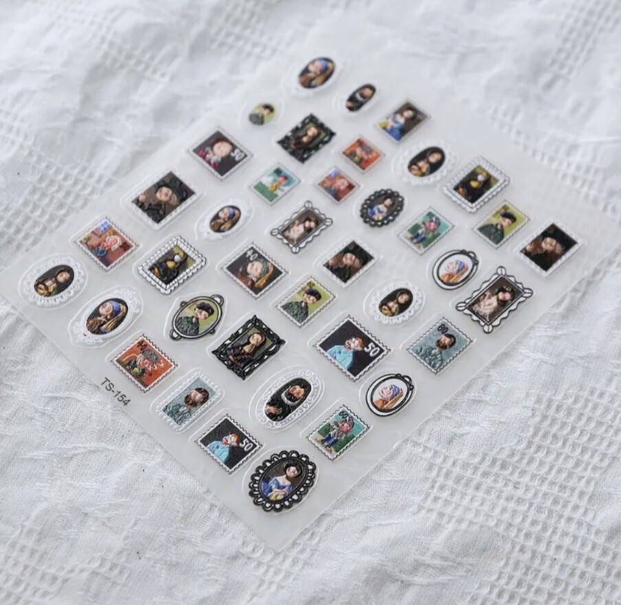 NWT NAIL ART DESIGN 3D SELF-SEAL STICKERS FAMOUS ART & ARTIST’S 🎨