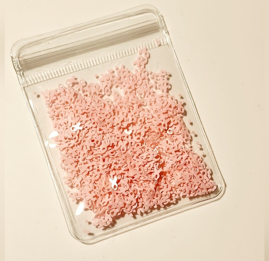 NWT NAIL ART DESIGN TINY BREAST CANCER AWARENESS PINK RIBBON SEQUINS!