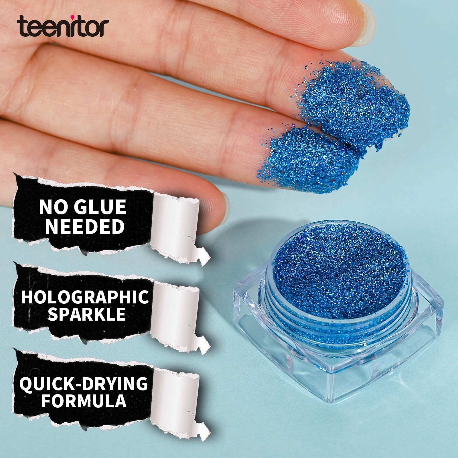 Face & Body Glitter – Blue, Hair Glitter Gel, 6 Shapes Festival Makeup Glitte…