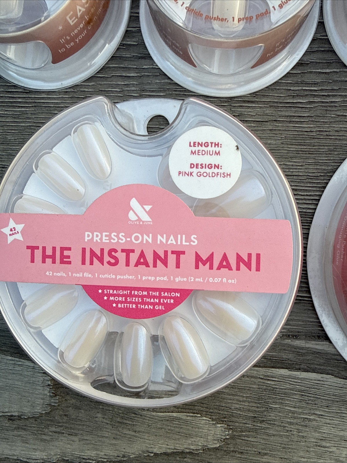 Lot of 8 Olive & June Press-On Nails Mixed Styles Minimalist Almond Medium