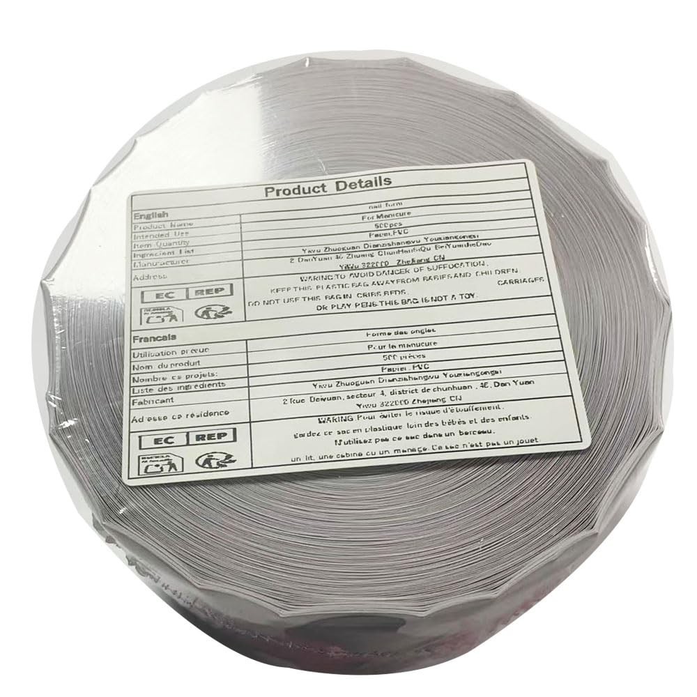 500 Count Nail Form Tips for Acrylic and Gel Nail Art with Sharp Ending Design
