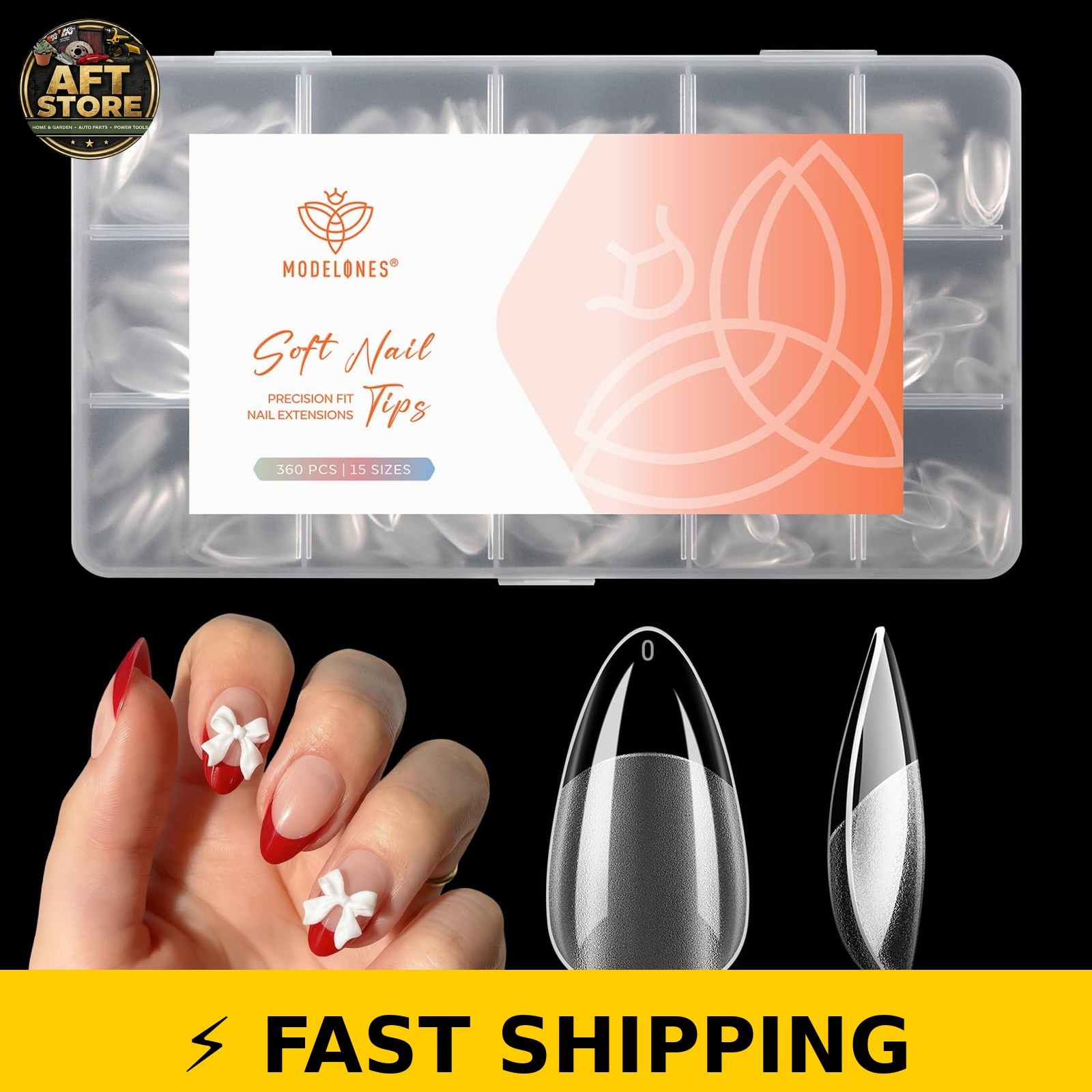 modelones Short Almond Nail Tips 360pcs Half Matte Press On Nails