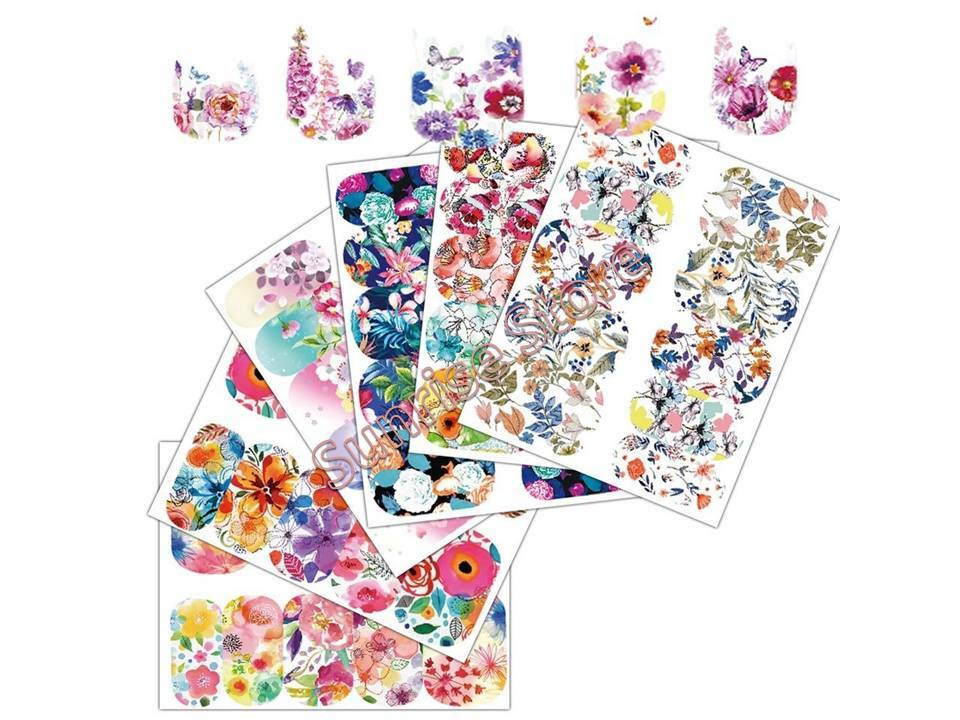 Nail Art Water Transfer Sticker Flower Butterfly Rose Daisy Floral Decal Manicur