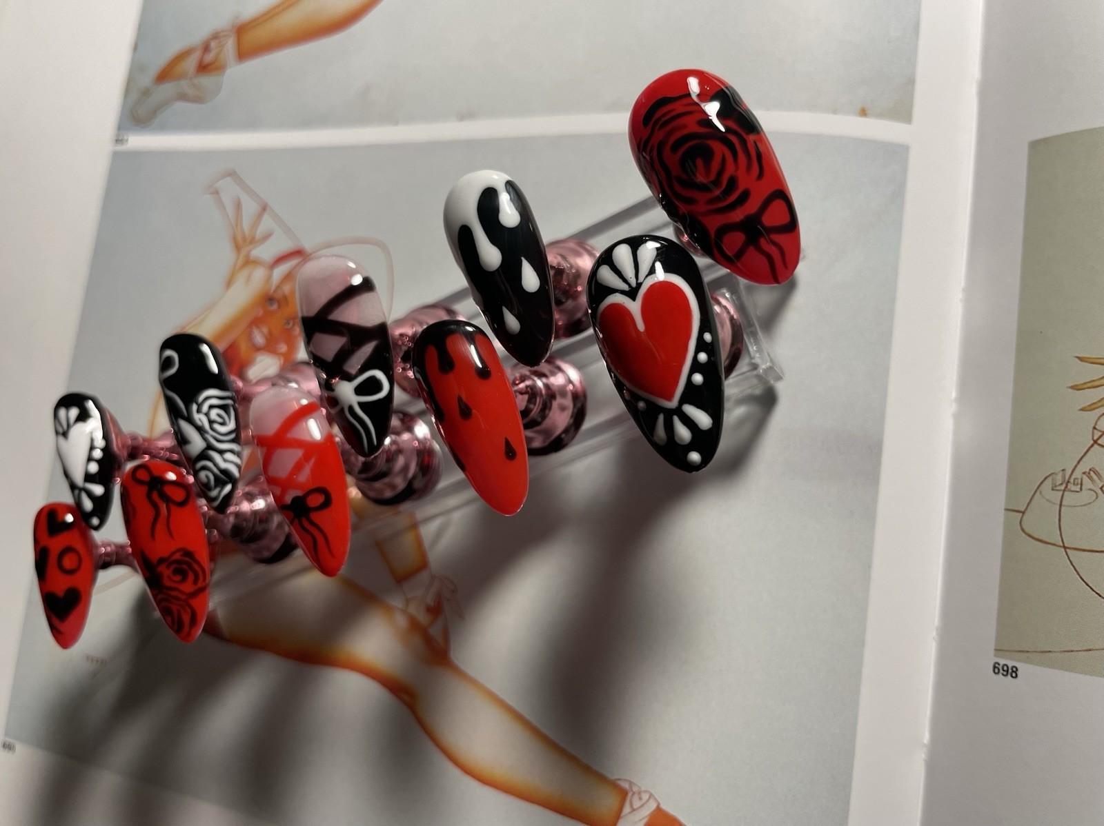 Long Almond Press-On Nails Custom Designed Sz M