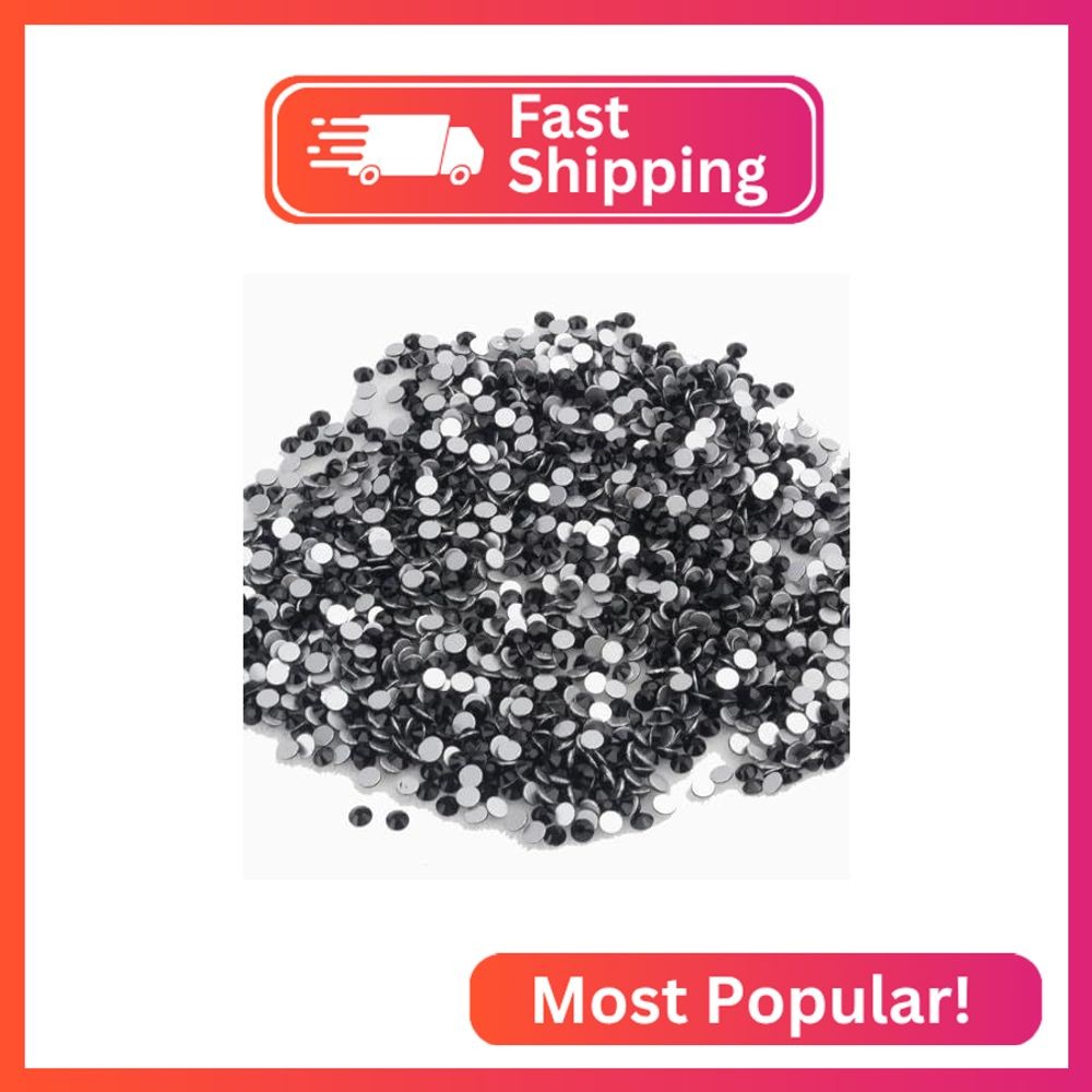 DIAO79NI Rhinestones 1440pcs SS4 Glass Nail Art Crystal Black Flatback Gemstones