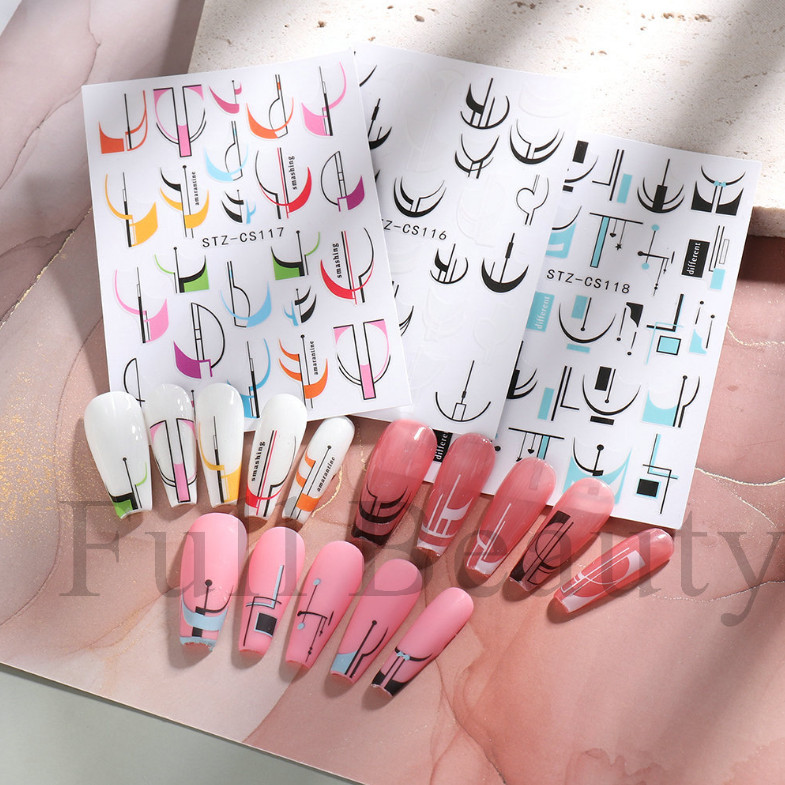 3D Holographic Geometric Lines Nail Sticker Decal DIY Nail Art Decoration NS7