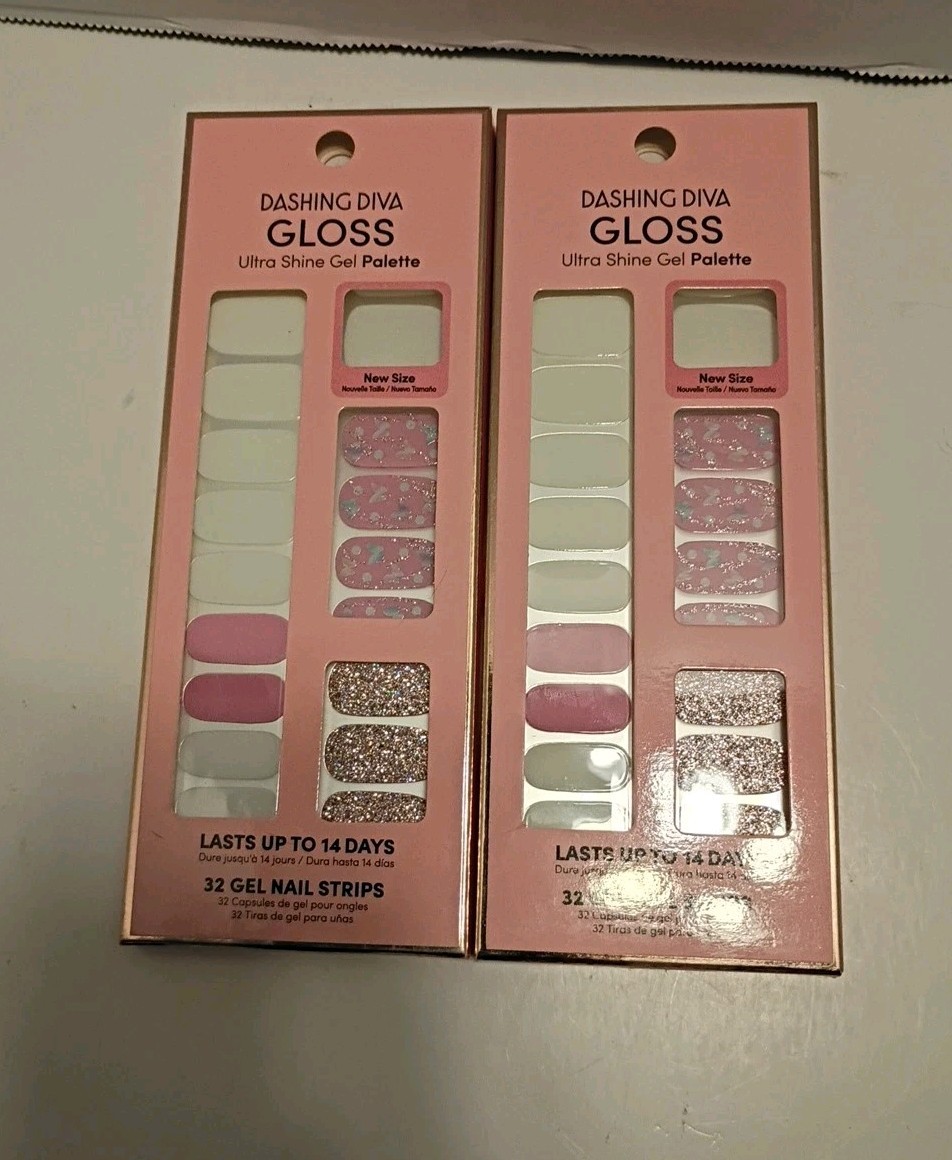 Lot Of 2 Dashing Diva Gloss Ultra Shine Gel Palette Gel Nail Strips Butterfly