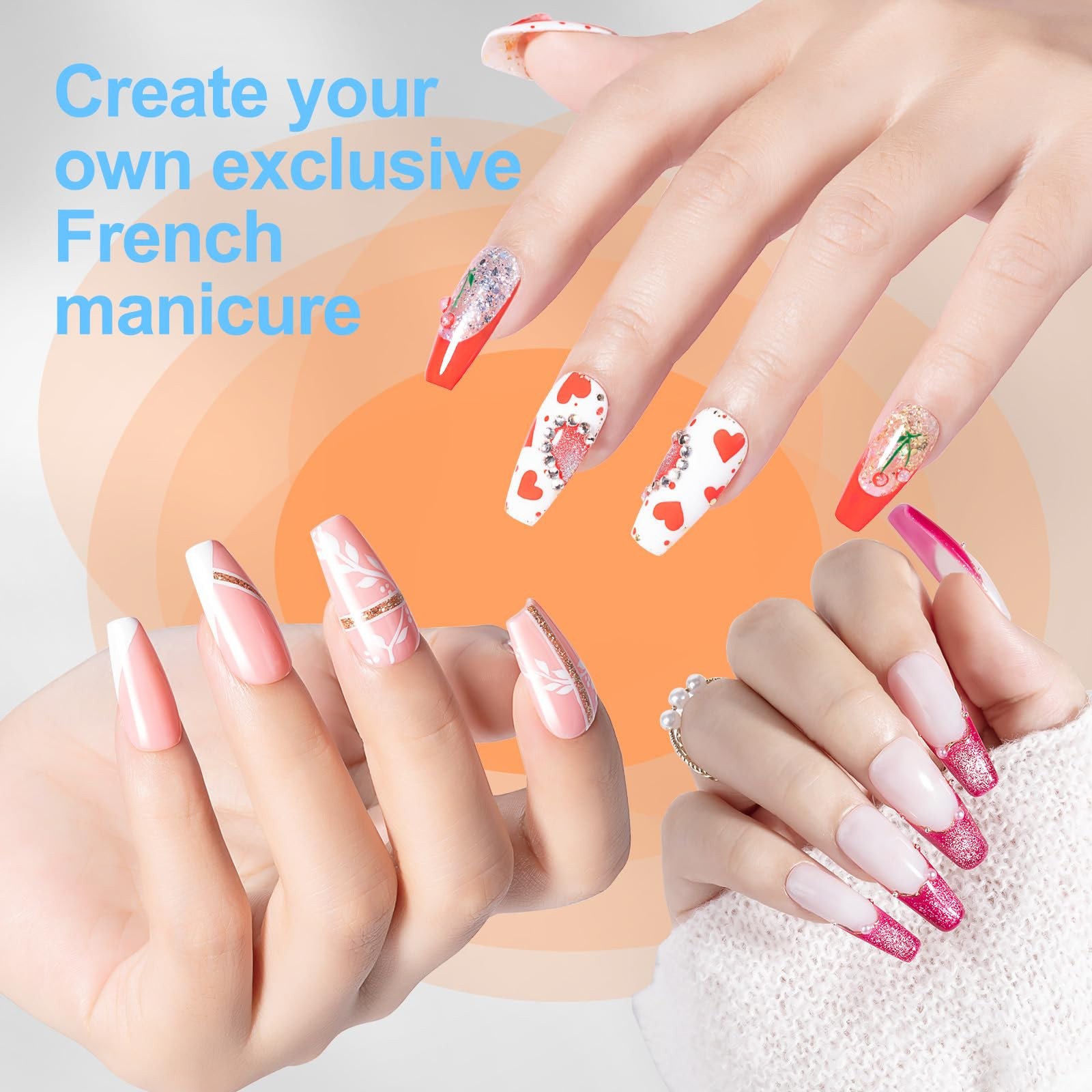 French Tip Nail Stamp, 8 PCS Silicone Nail Art Stamper Head Suitable for Hand…