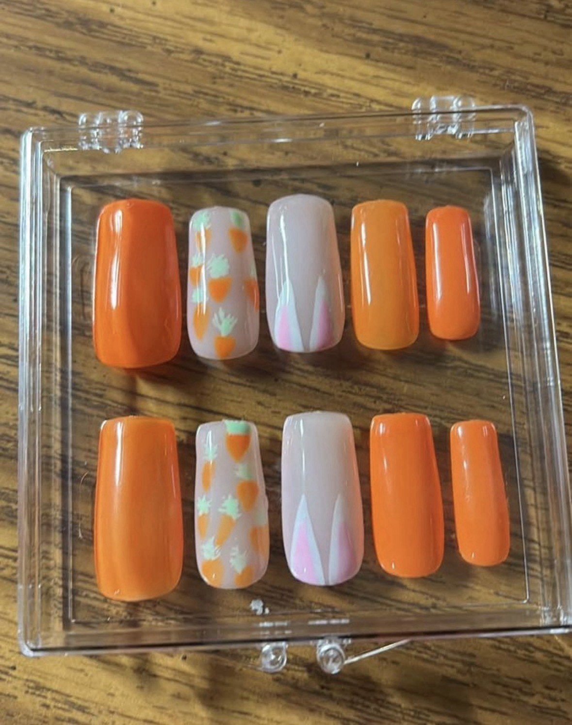 Orange Medium Square Press-On Nails Full Cover