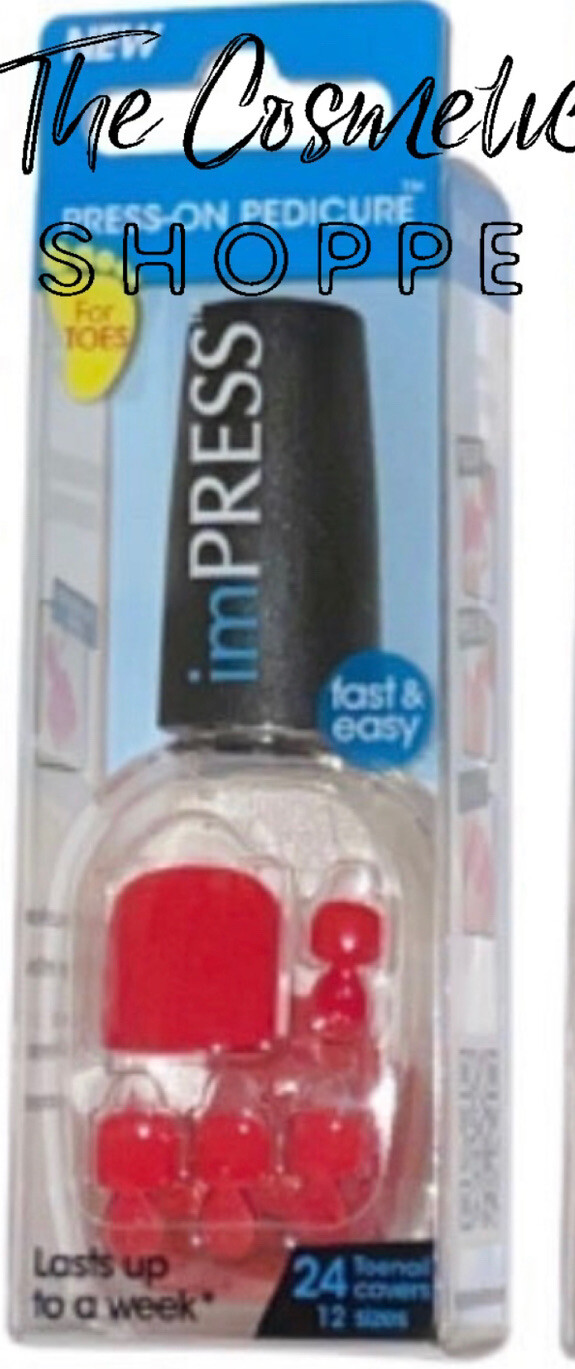 Kiss ImPress Press-On Pedicure Muted Red Toenails (Media Darling) Lot of 3