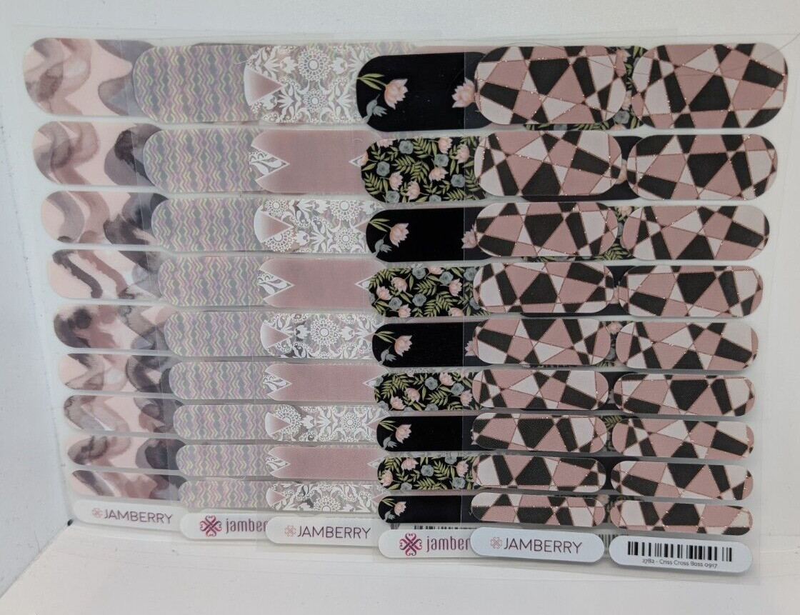Jamberry Nail Wraps Full Sheets – Deco Lace Green Pink Pastels & Green Lot of 5