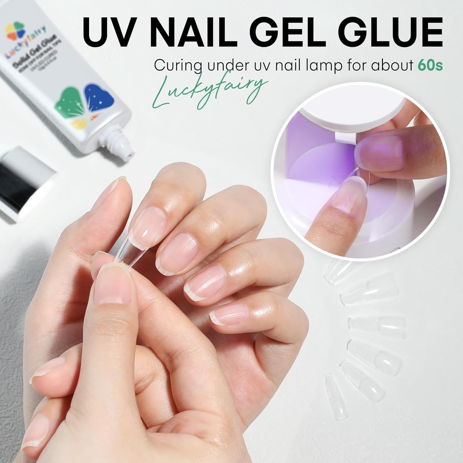 Nail Glue, 40ml, Solid Gel, Precision Nozzle, LED UV Lamp Curing Needed