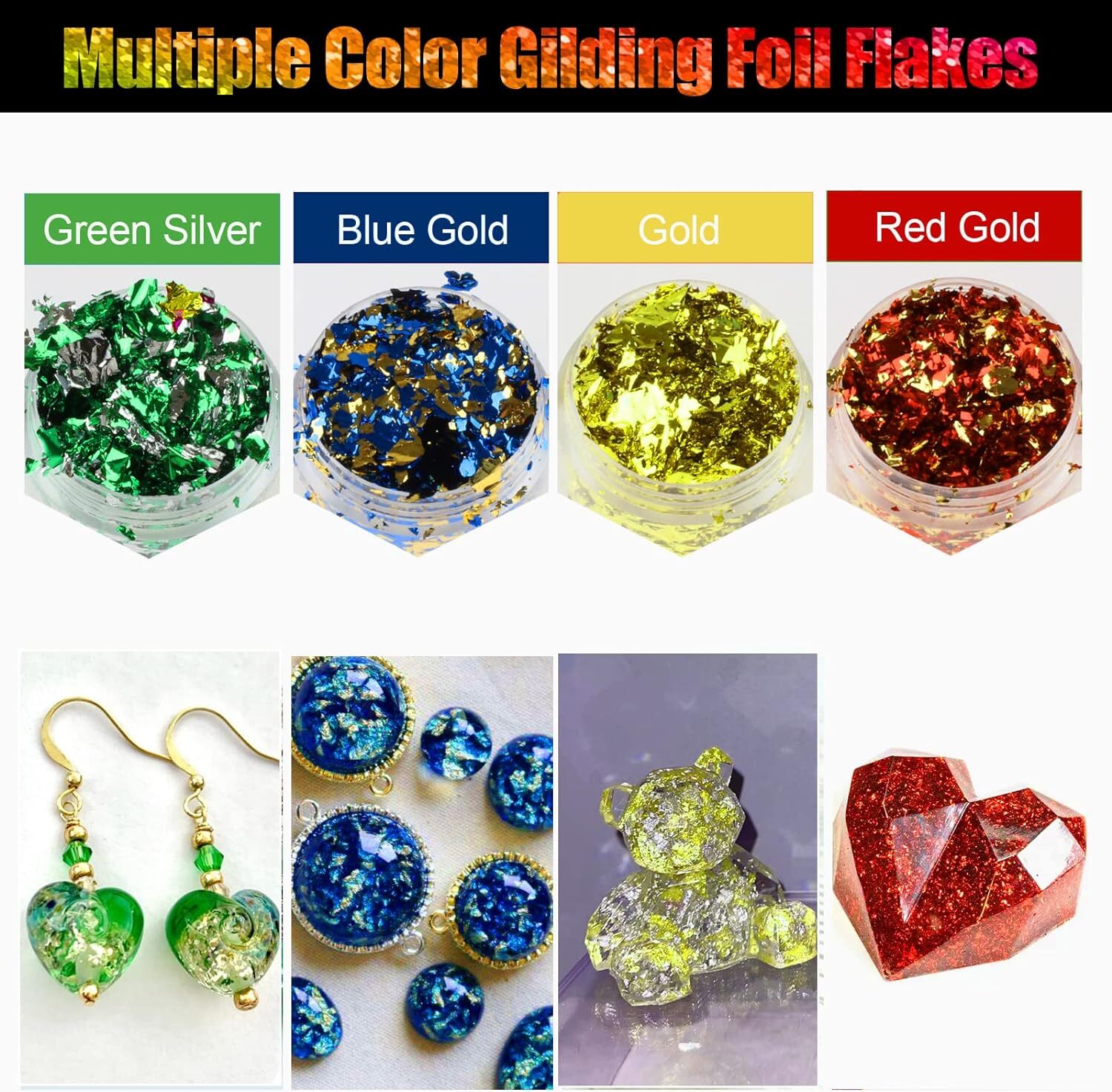 Gold Flakes for Resin 30 Colors Metallic Foil Flakes Colored Gilding Flakes Cr