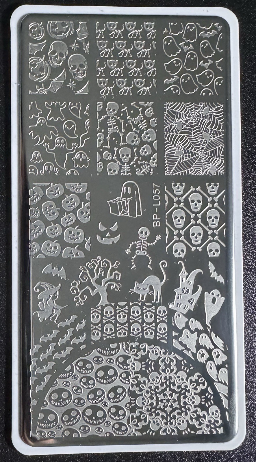 HTF Born Pretty BP-L057 Halloween Skulls Pumpkins Ghosts Nail Art Stamping Plate