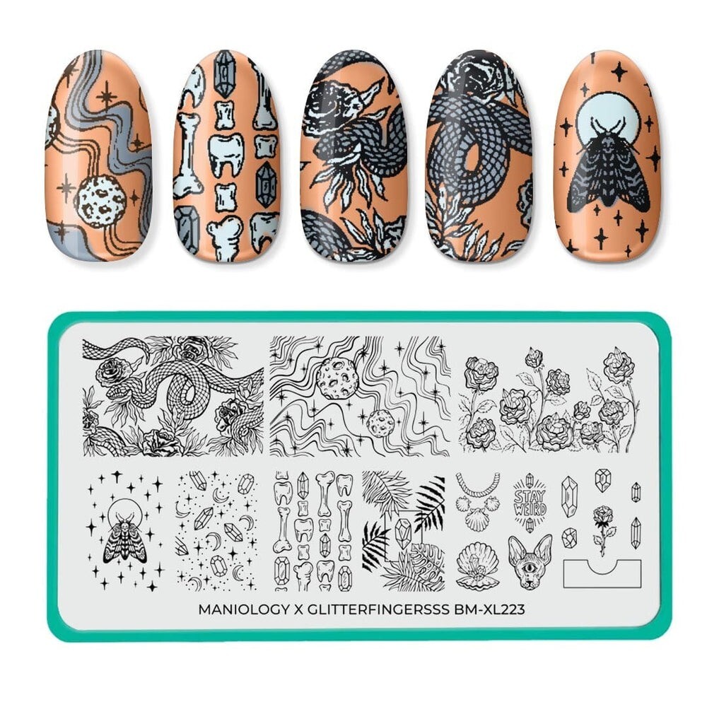 Maniology nail stamping plate BMXL-223 GLITTERFINGERS