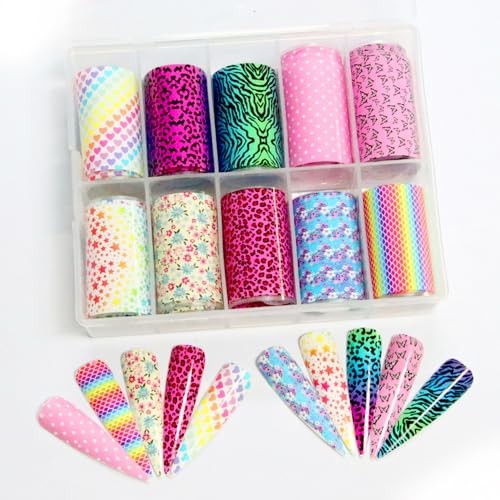 Candy Rainbow Nail Foils Transfer Nail Art Flower Nail Stickers Spring Q4