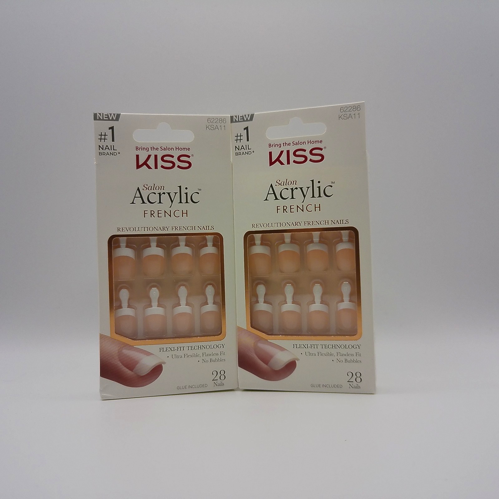 Salon Acrylic French Real Short Press-On Nails – KSA11 (Model 62286) 2 PACK