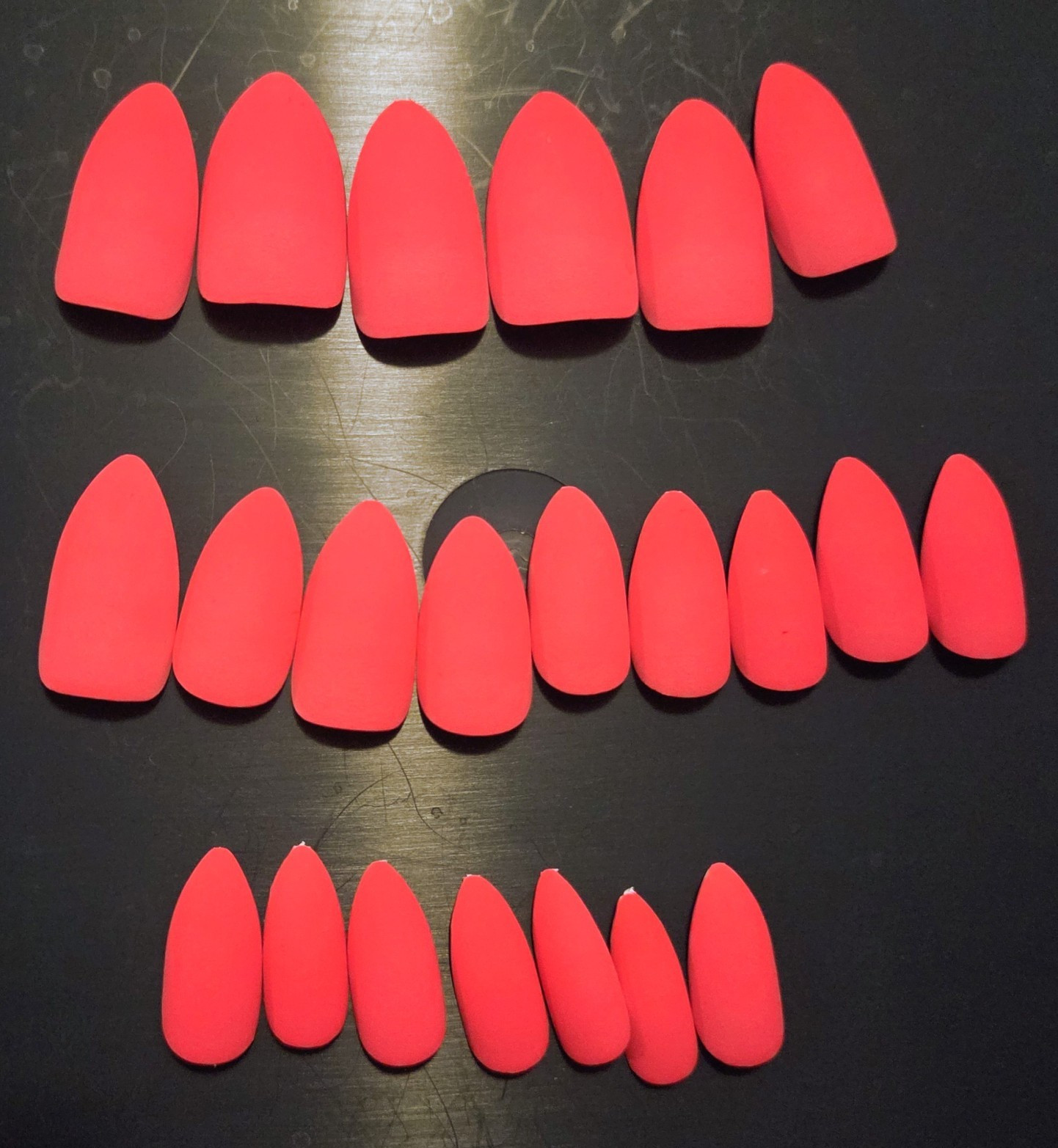 Matte Neon Hot Pink Short Oval Full Cover Press-On Nails-M&L