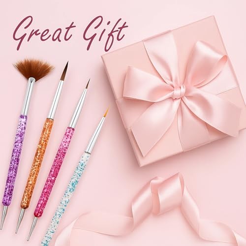 8Pcs Nail Art Brush Set – French Liner, Dotting Pens, Detailing Brushes for