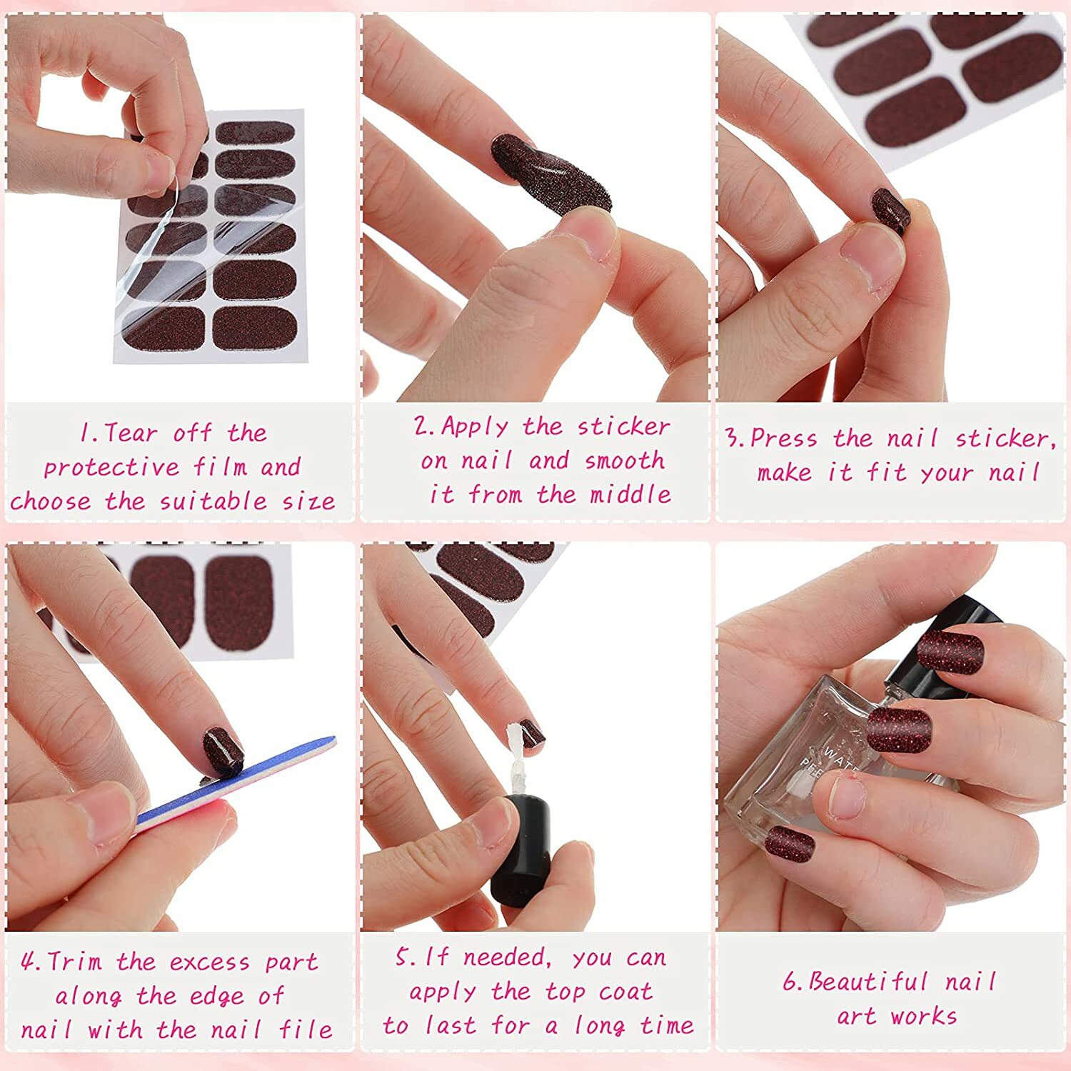 Full Size Nail Wraps Stickers Polish Toe Manicure Art Self Stick Decor 3D Decals