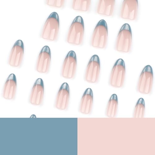 Denim Blue Glitter Jeans – Short Tip – Press on Nails – Blue Jean