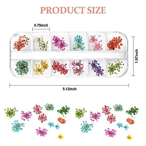 Teenior 24 Colors Nail Dried Flowers, 3D Nail Art Sticker for Tips Manicure D…