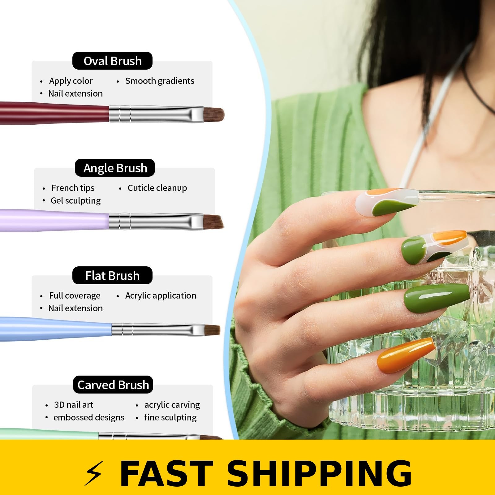 Modelones Nail Art Brushes Set – Professional Tools for DIY & Salon Use