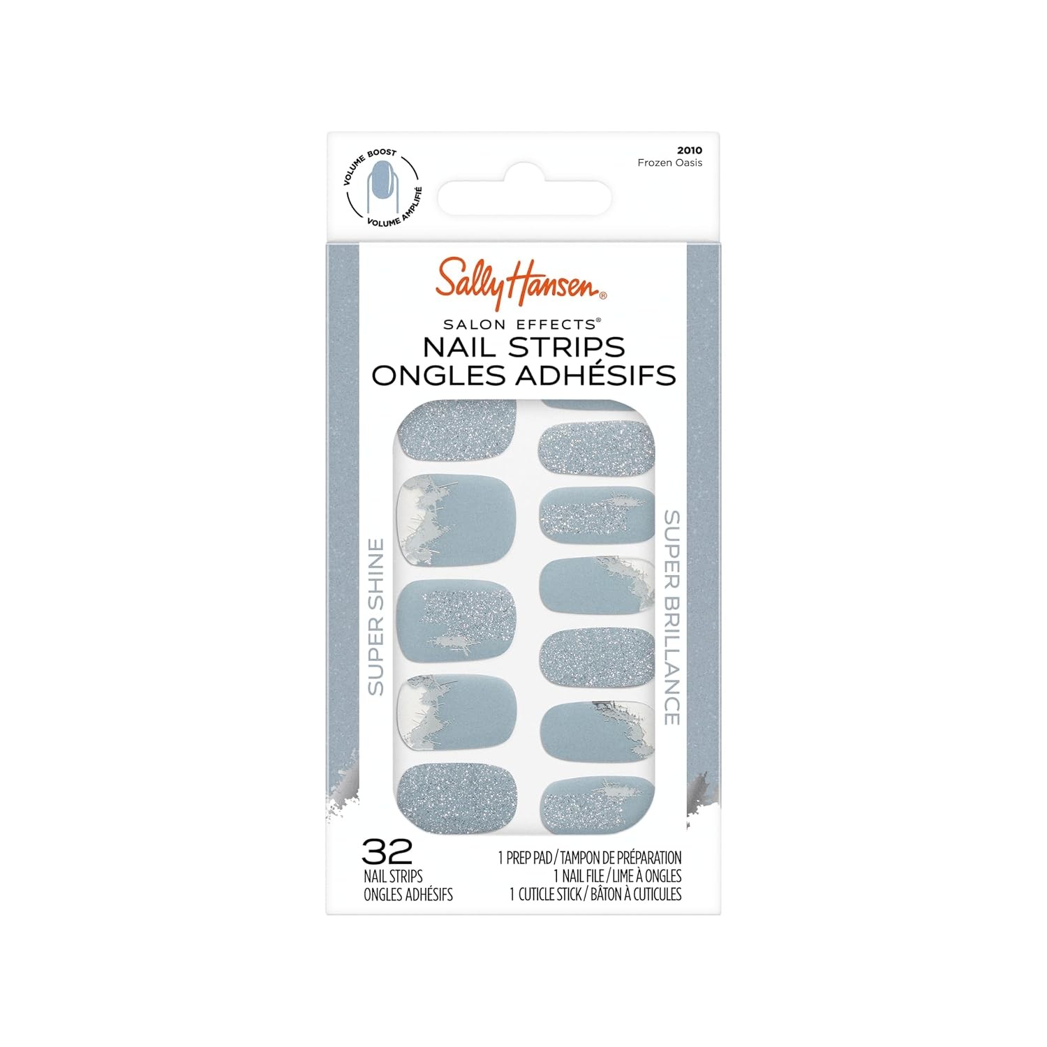 2 Packs Sally Hansen Salon Effects Nail Strips 2010 Frozen Oasis No UV Needed