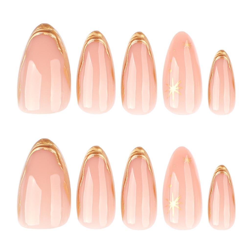 Stylish Almond-Shaped Press-On Nails in Glossy Style – 24 Pcs for All Occasions