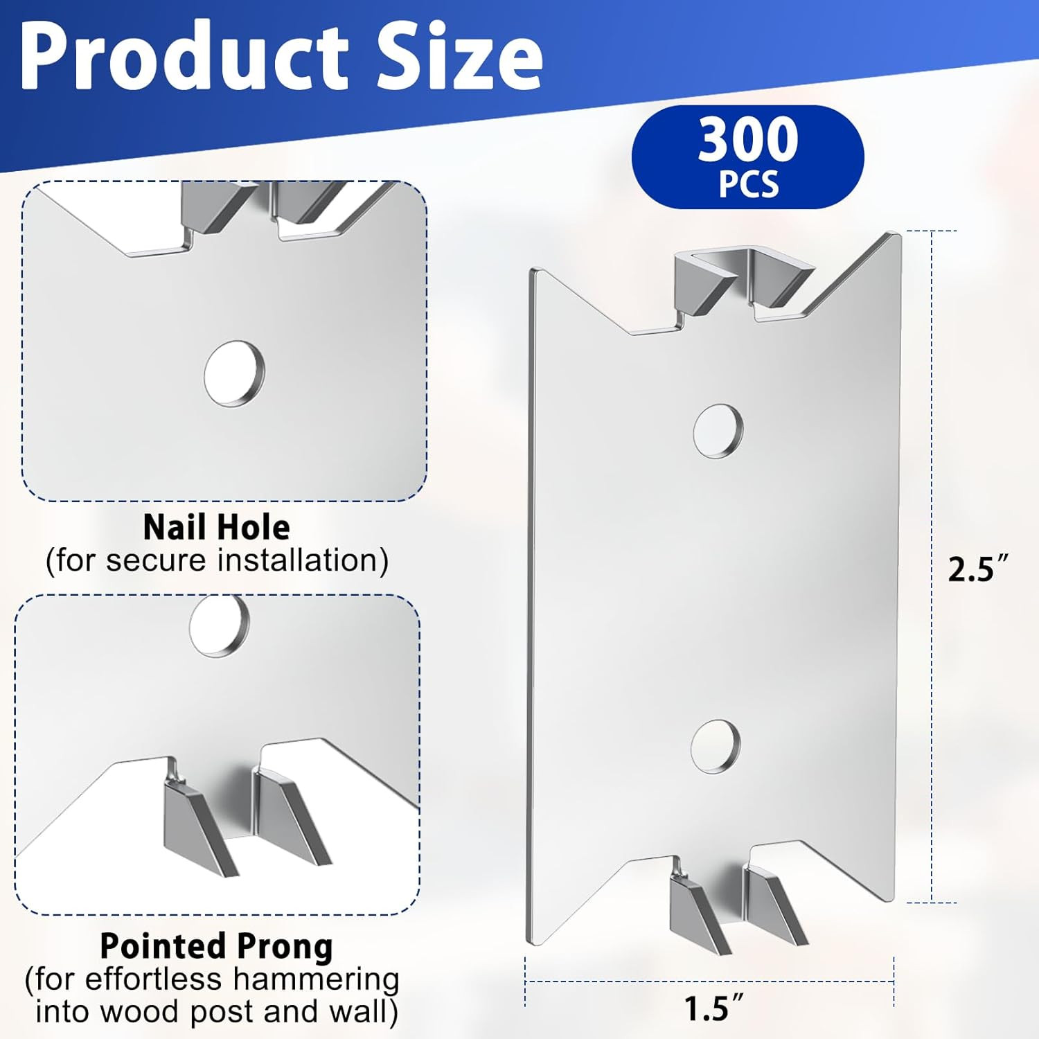 300 Pcs Nail Plates, 1.5 X 2.5 Inch Nail Plates for Wood Studs, Nail Plates Elec